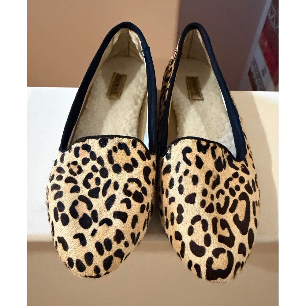 Birdies Calfhair Leopard Print Flats Faux Shearling Lining Womens 7 Workwear